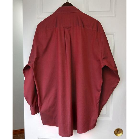 Joseph & Feiss Burgundy Long Sleeve Button-Up Shirt 17 32/33 non iron cotton MW - Picture 3 of 13